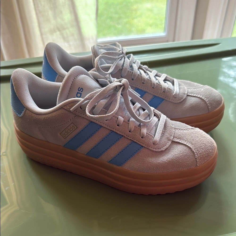 Adidas Women's Gray and Blue Sneakers